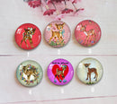 Handmade Round Photo Glass Cabochon animal deer A375