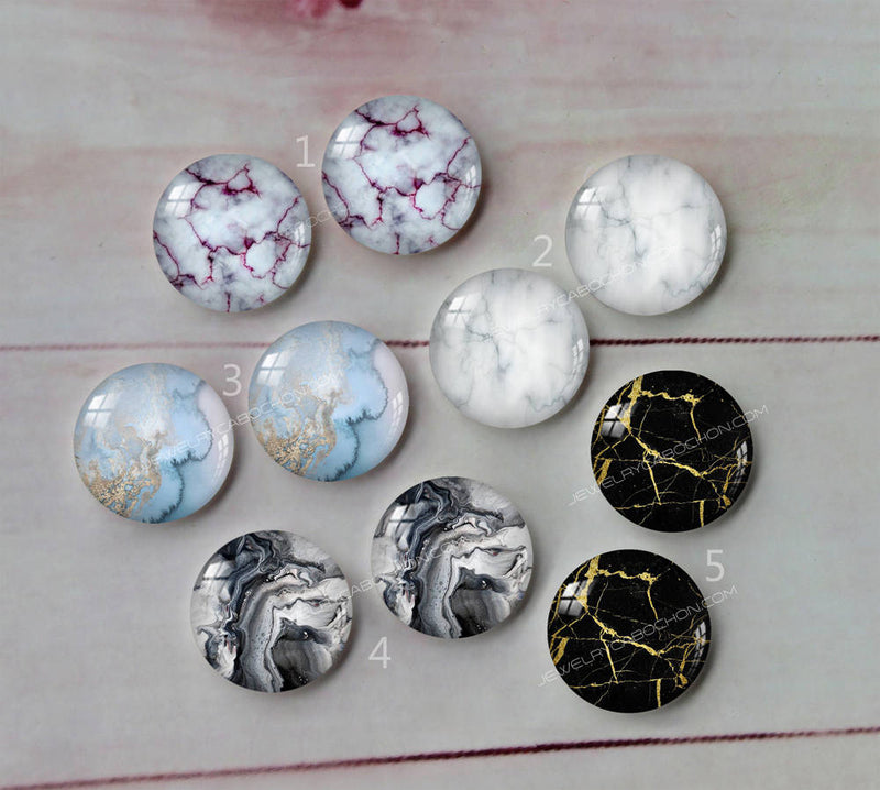 Handmade Round Photo Glass Cabachon ripple A39