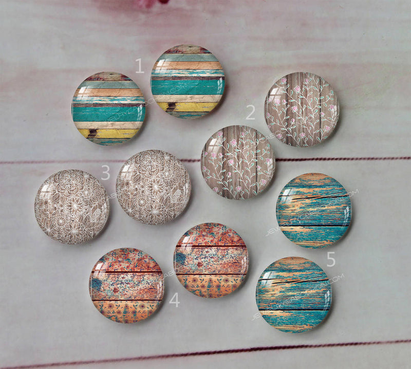 Handmade Round Photo Glass Cabachon grain veins A44
