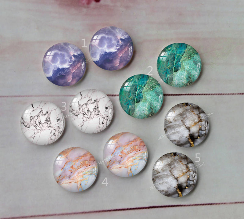 Handmade Round Photo Glass Cabachon  veins A46
