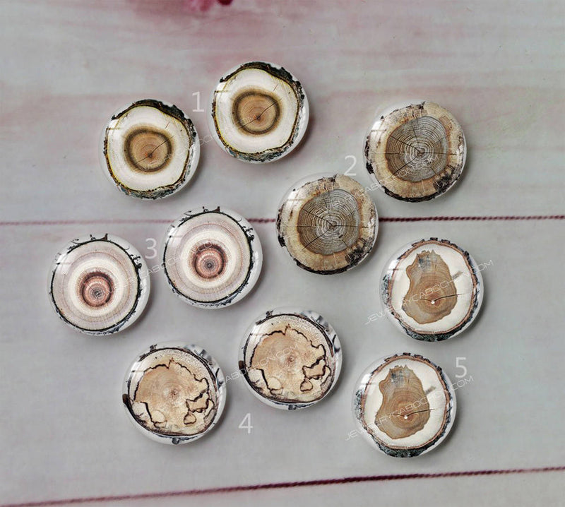 Handmade Round Photo Glass Cabachon Wood grain annual ring A57