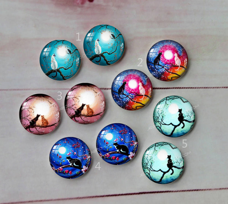 Handmade Round Photo Glass Cabachon animal Cat A59
