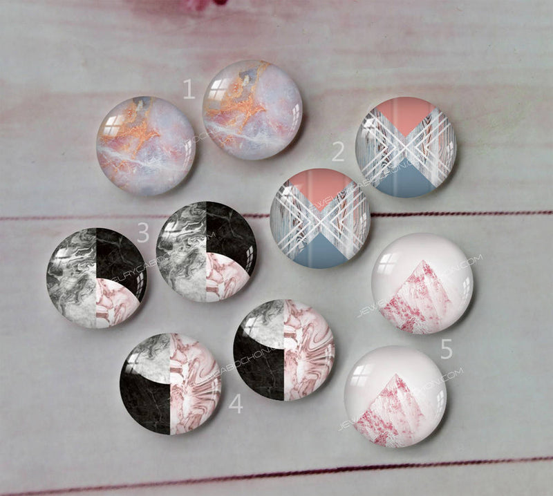 Handmade Round Photo Glass Cabachon geometric Texture A61