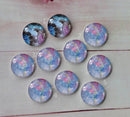 Handmade Round Photo Glass Cabachon geometric Starry sky A62