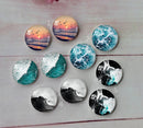 Handmade Round Photo Glass Cabachon spindrift Ocean waves A63