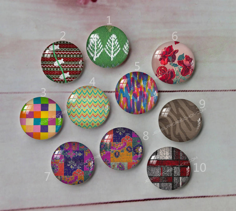 Handmade Round Photo Glass Cabochon geometric A696