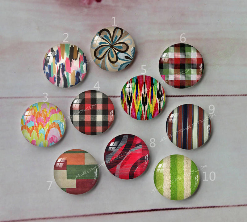 Handmade Round Photo Glass Cabochon geometric A699