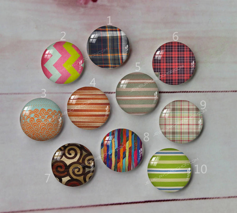 Handmade Round Photo Glass Cabochon geometric A704