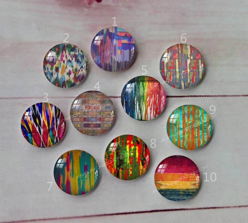 Handmade Round Photo Glass Cabochon geometric A706