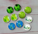 Handmade Round Photo Glass Cabachon plant Leaves A81