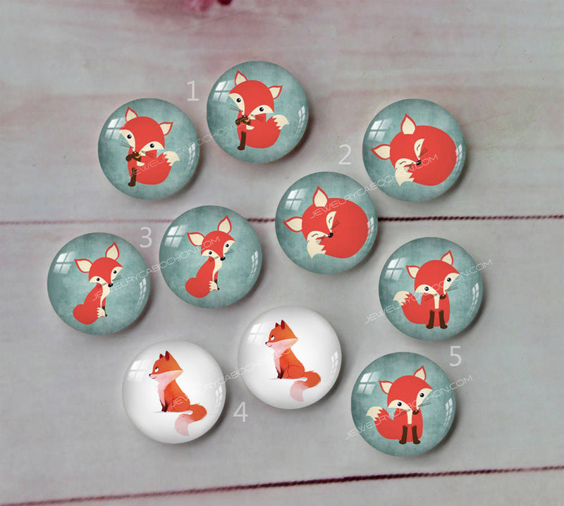 Handmade Round Photo Glass Cabachon Cartoon fox A92