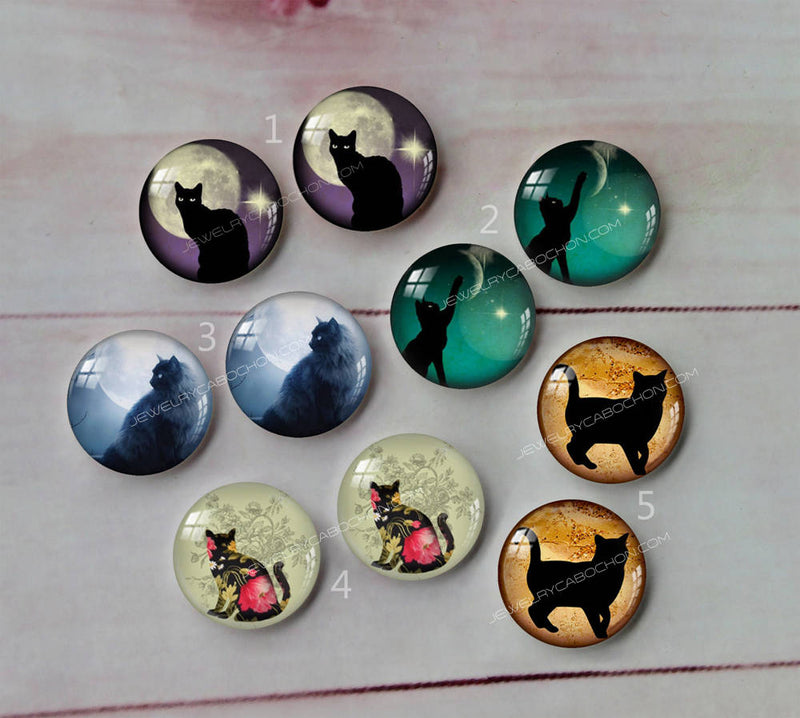 Handmade Round Photo Glass Cabachon animal Cat A99