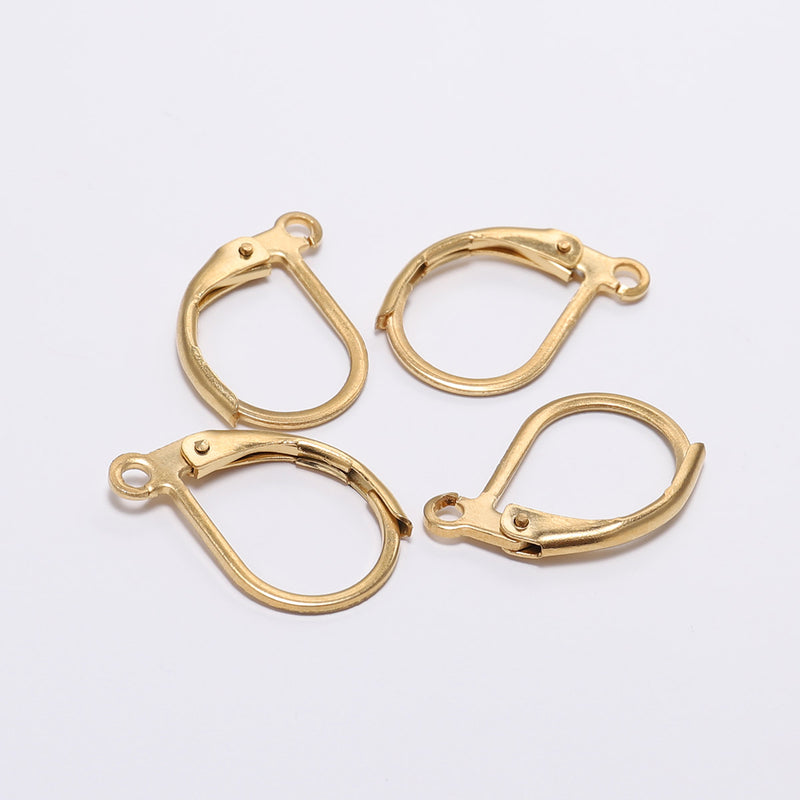 20-50pcs Gold Stainless Steel Hypoallergenic Earring Hooks Fish