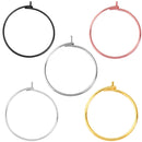 50pcs Stainless Steel 15/20/25mm Big Circle Wire Hoops Loop Earrings,Earring Hooks, Earring Finding