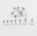 100pcs Earring Posts/Ear Nut Backs, Earring Studs, 3/4/5/6/8/10mm Glueable Flat Pad,Surgical Stainless Steel Bezel Base