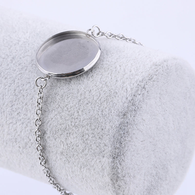 10pcs 8-25mm stainless steel bracelet Base Round Setting, bracelet blank,Bezel bracelet blanks, Blank Bezel Link Photo Charm Bracelet