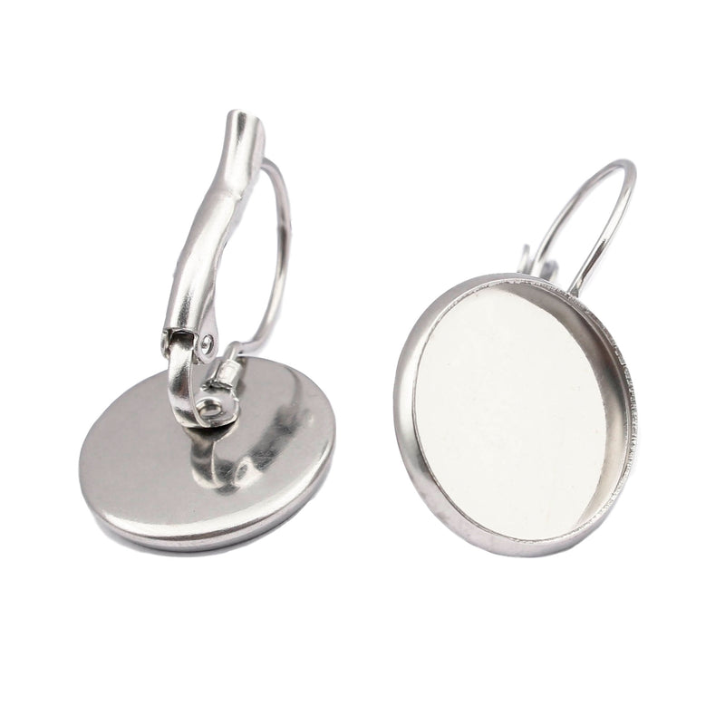 20pcs Surgical Stainless Steel Bezel Earring Studs Settings, Earrings Blanks