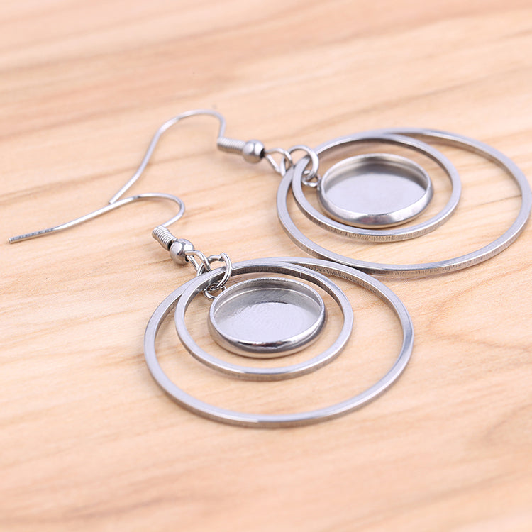 10pcs Surgical Stainless Steel DIY kit Bezel Earring Studs Settings,Earrings Blanks Base