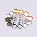 20pcs Round French Earrings Bezel, Blank Round Earwires Findings, Earring Finding Base Settings trays