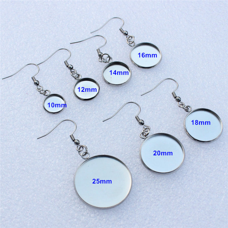 20pcs Surgical Stainless Steel Bezel Earring Studs Settings, Earrings Blanks,Earrings Base wholesale