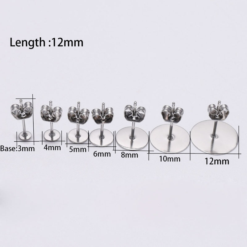 40 Pcs Stainless Steel Stud Earring Settings For 10mm Cabochons + 80 Earring Backs