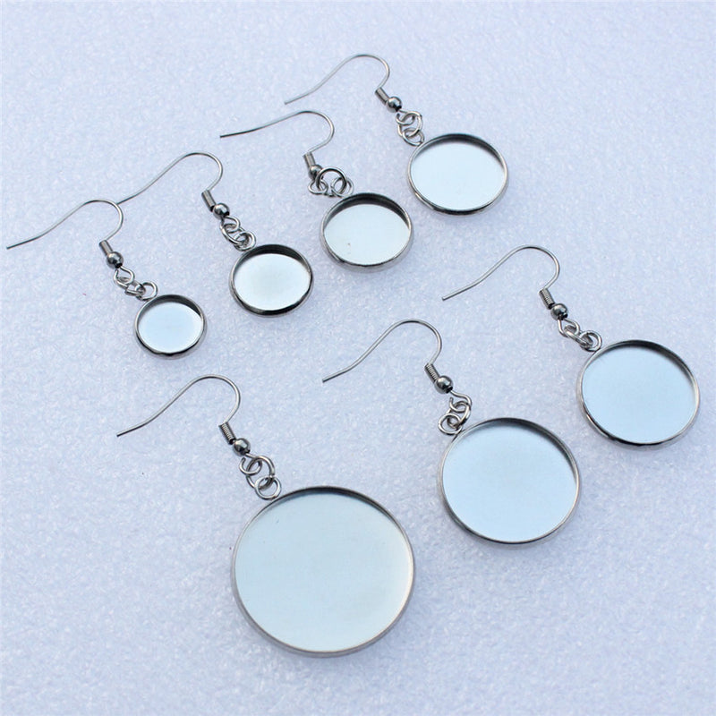 20pcs Surgical Stainless Steel Bezel Earring Studs Settings, Earrings Blanks,Earrings Base wholesale