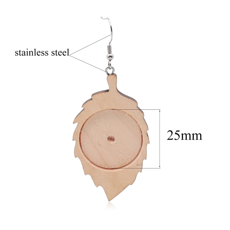 10pcs Stainless Steel wood Earrings Blanks,wood Earrings Base Settings