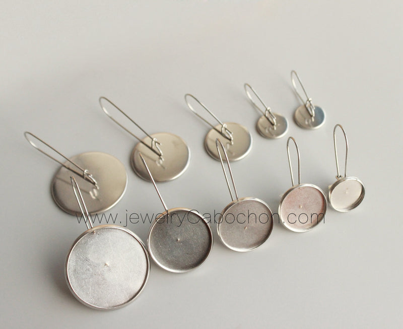 20-100pcs Earrings Blanks wholesale, stainless steel french earwires hooks 6mm -25mm French Earwires Hook With Round Pad