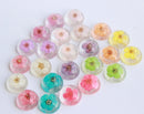 10pcs Resin Pressed flower Cabochons,Real dried flowers Cabochons