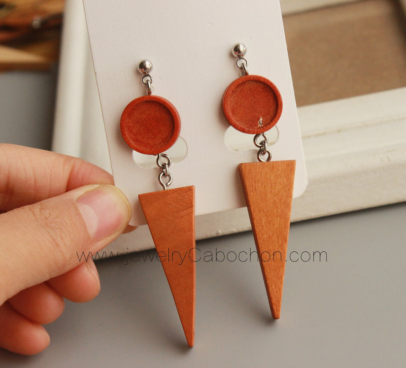 10pcs wood Bezel Earring Studs Earring Blanks