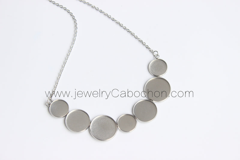 5Kits stainless steel 14mm/18mm/ 20mm Bezel Necklace, Pendant necklace Settings Base blank Tray Kits