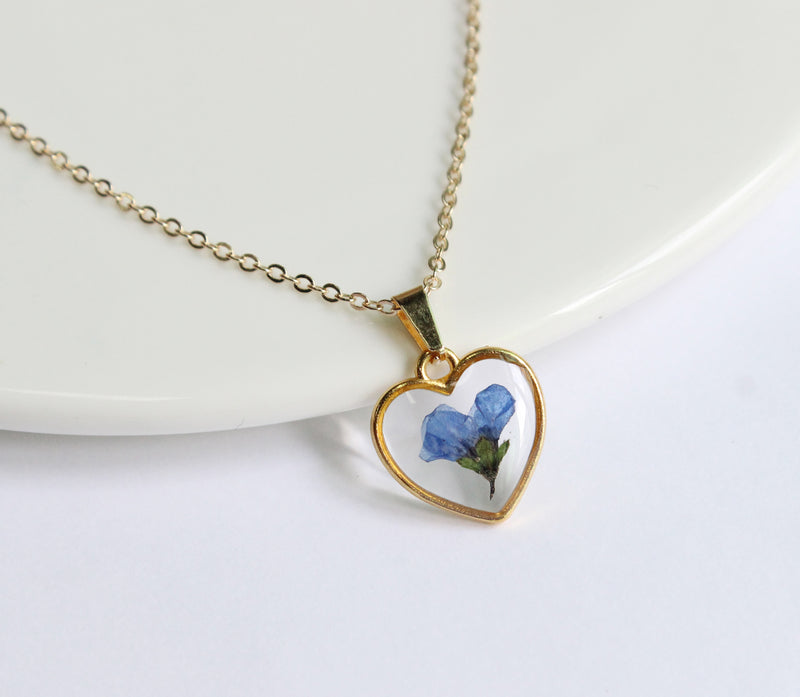 1pcs Handmade Heart  pressed flower pendant jewelry