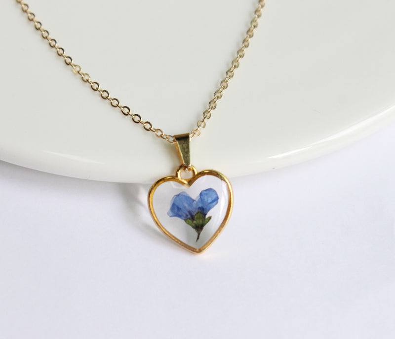 1pcs Handmade Heart  pressed flower pendant jewelry