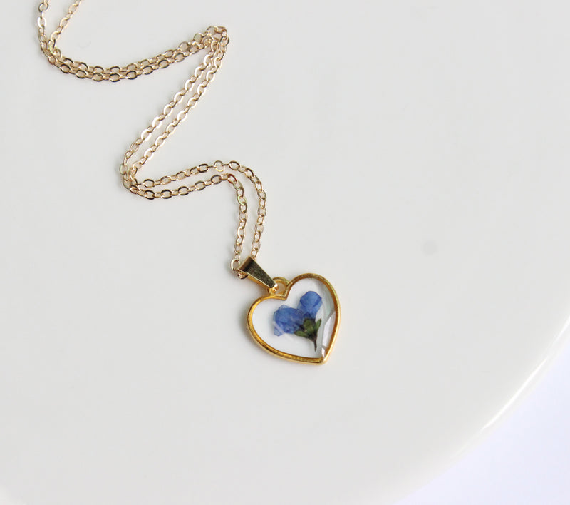 1pcs Handmade Heart  pressed flower pendant jewelry