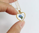 1pcs Handmade Heart  pressed flower pendant jewelry