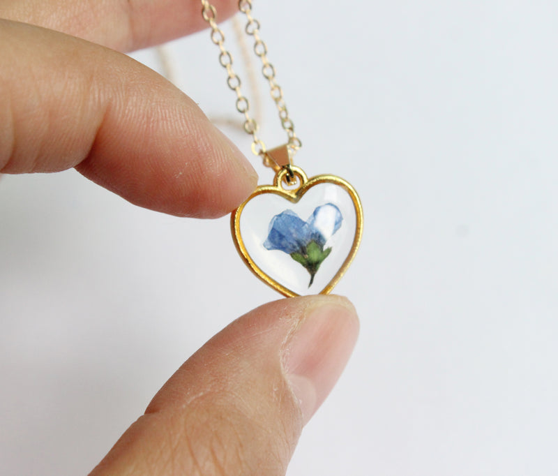1pcs Handmade Heart  pressed flower pendant jewelry