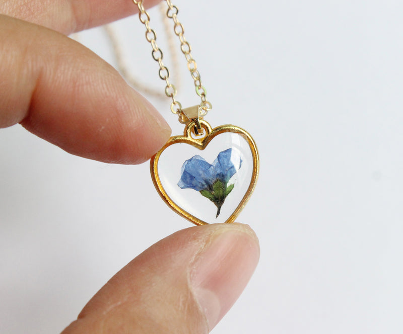 1pcs Handmade Heart  pressed flower pendant jewelry