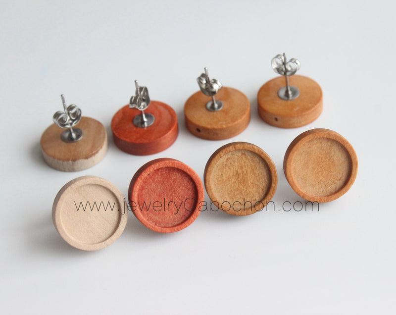 20pcs Stainless Steel wood Earrings Blanks,wood Earrings Base Settings
