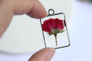 1pcs Handmade pressed flower pendant jewelry Rectangle 21x34mm