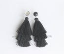 4pcs 3th floor Tassel bezel earring beads Settings 8mm 10mm 12mm Stainless steel earrings Pad, bezel earrings blank base