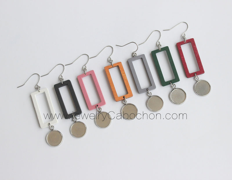 10pcs wood rectangle Bezel Earring Studs, Earring Blanks, Bezel earring Blanks,Stainless Steel wood Earrings Base Settings