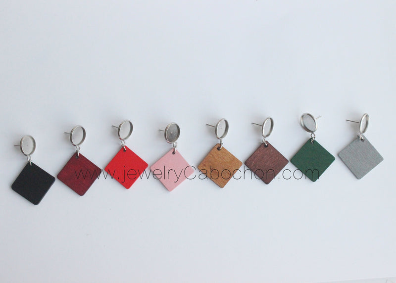 20pcs wood Bezel Earring Studs, Earring Blanks