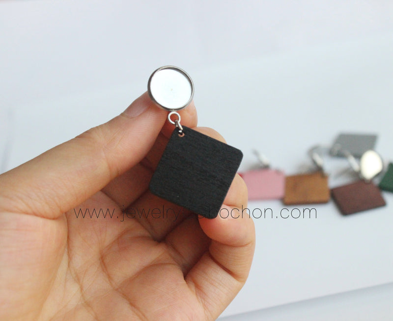 20pcs wood Bezel Earring Studs, Earring Blanks