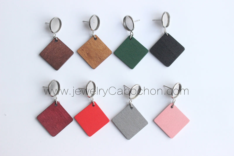 20pcs wood Bezel Earring Studs, Earring Blanks