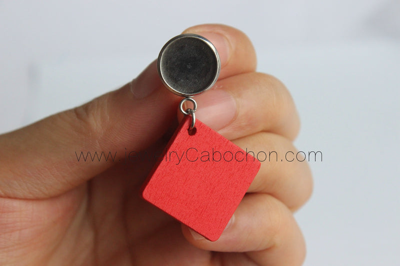 20pcs wood Bezel Earring Studs, Earring Blanks