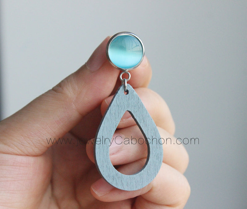 20pcs wood Bezel Earring Studs Blanks