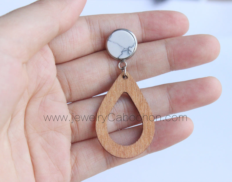 20pcs wood Bezel Earring Studs Blanks