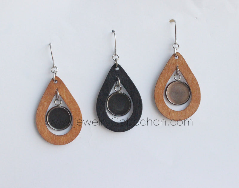 10pcs wood Bezel Earring Studs Blanks