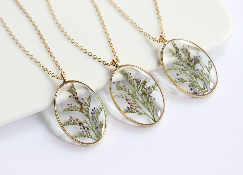 1pcs  Handmade Resin pressed flower pendant necklace