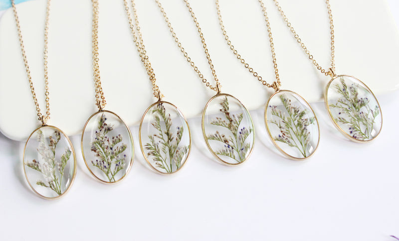 1pcs  Handmade Resin pressed flower pendant necklace
